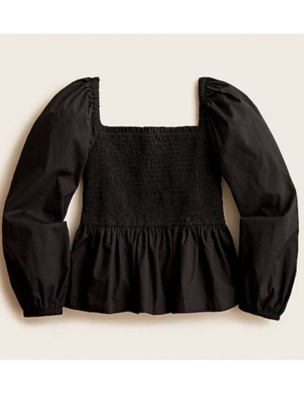 JCrew long sleeve smocked peplum top